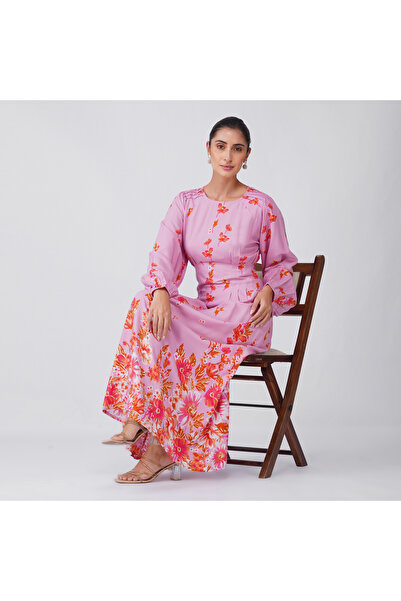 LINELLE Beige Patchwork Ombre Maxi Dress