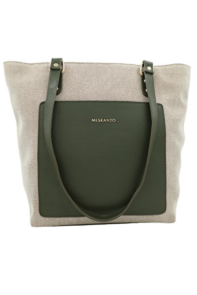 Meskanto Tote Canvas-Genuine Leather Women Shopping Handle and Shoulder Bag