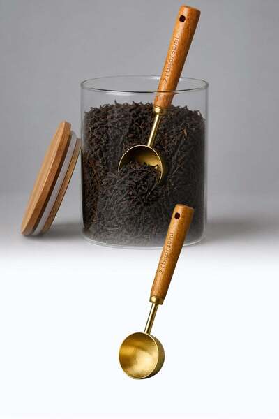 omilife 30ml Wooden Handle Gold Coffee Measuring Spoon Stainless Steel Coffee...