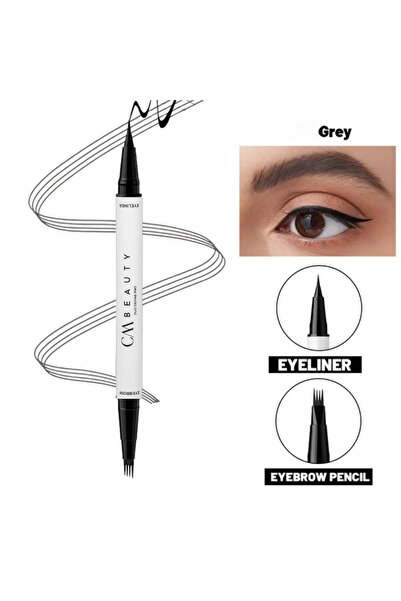 CMBeauty Stilou pentru sprâncene 2-în-1 – 4 vârfuri + Eyeliner negru rezisten...