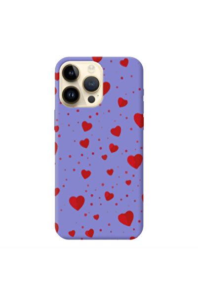 Other Apple iPhone 13 Pro Max Dot hearts Purple Colored Silicone TPU Θήκη