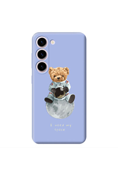 Other Samsung S23 Bear in space Light Purple Colored Silicone TPU Θήκη