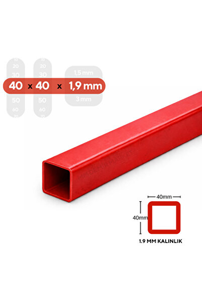 mm demir market 40x40x1,9 mm Boyalı Kutu Profil 1 Metre | Kare Çelik Profil |...