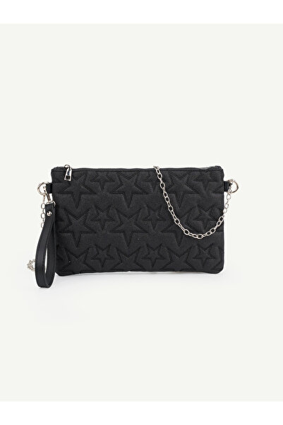 Mojeva Women's Star Embroidered Chain Strap Portfolio & Clutch Bag