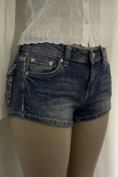 İsra Ayyıldız Moonstar Collection Mavi Yıkamalı Taşlı Skull Wings Grunge Y2K ...