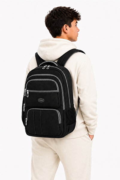 Strong Unisex Canvas Fabric School Bag with Laptop Compartment, Daily Sports ...