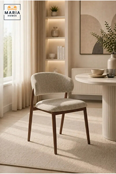 MARIA HOMES Modern Upholstered Dining Chair with Solid Wood Frame, Curved Fab...