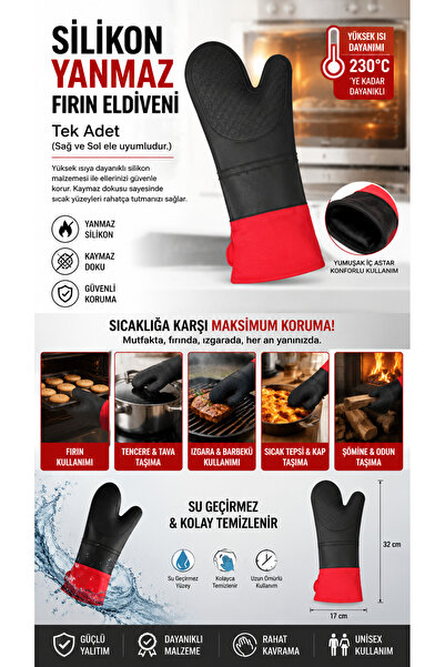 Medicalx Isıya Dayanıklı Silikon Fırın Eldiveni - Tek Adet