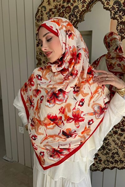İmajButik Red Patterned Shawl