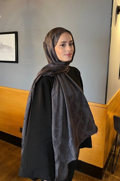 YILDIZ SCARFS Premium Jacquard Shawl Ivy Pattern - Anthracite