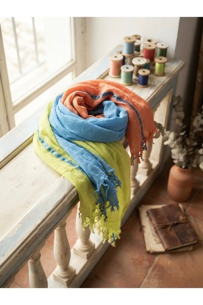 nazipek Set of 3 Striped Summer Shawls Summer Scarf Shawl Glittery 150X50 cm ...