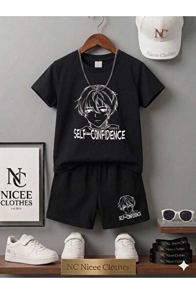 NC Nicee Clothes Summer Children's T-Shirt Shorts Unisex (Self Confidance Pri...