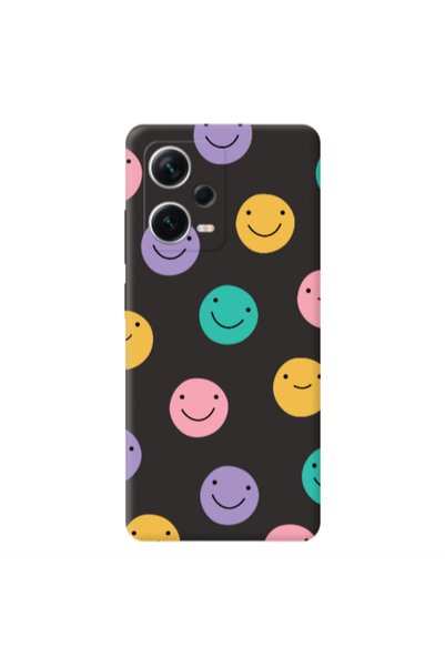Other Xiaomi Poco X5 Colorful smiles Black Colored Silicone TPU Θήκη
