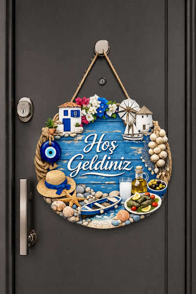 SHELİFE Basement Themed Welcome Door Ornament Round Decorative Door Ornament ...