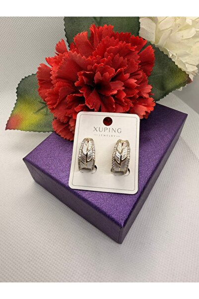 XUPING JEWELRY Zircon Stone Branch Pattern Steel Earrings with Seed Pearls