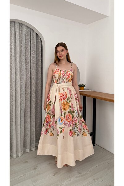 S&A Collectionn Women's Thin Strap Floral Maxi Long Linen Dress