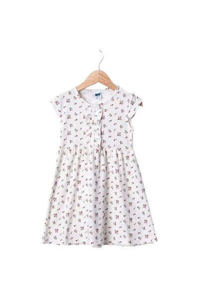 DECO Bebelanka Girls Floral Patterned Cotton Dress - Ruffle Detailed Summer C...