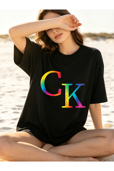 Fleck Casual Style T Shirts For Men Rainbow Ck Logo Personalized Shirts