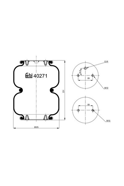 FEBI BILSTEIN Perna de Aer Spate (diametru: 160/225mm Dimeniune Fixare: M10) ...