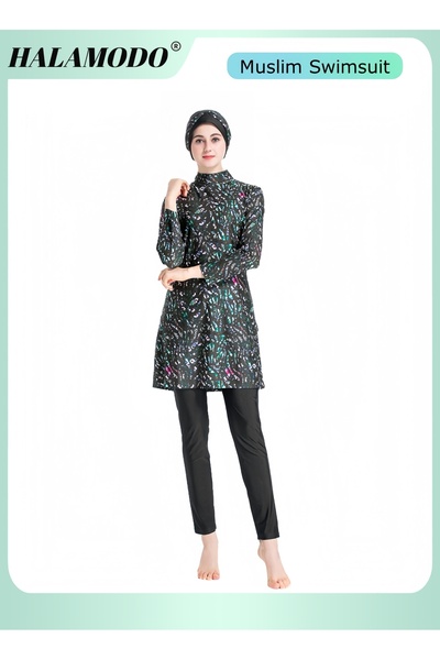 HALAMODO Muslim Swimwear for Women,Modest Islamic Swimsuit with Hijab Long Sl...