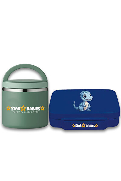 STAR BABiES - Dino Themed Bento Lunch Box with 4 Compartments, BPA Free, Leak...