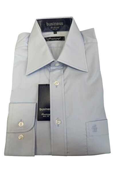 OEM Men's shirt, light blue, slim fit, long sleeve, cotton-polyester, size m