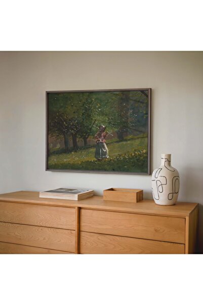 Pegziz Winslow Homer Fata cu greblă de fân Tabloa |   Poster cu artă înrămată...