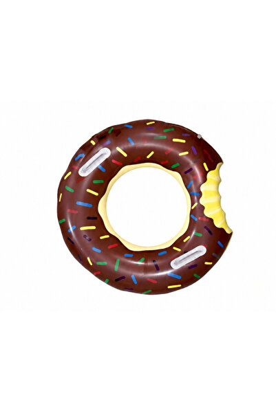SUDESA OYUNCAK Chocolate 85 cm Gripable Donut Inflatable Float with Double Ha...