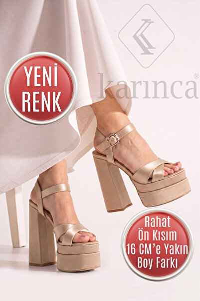 Karınca Pantofi de mireasă bej - Pantofi de seară din satin bej cu toc înalt ...