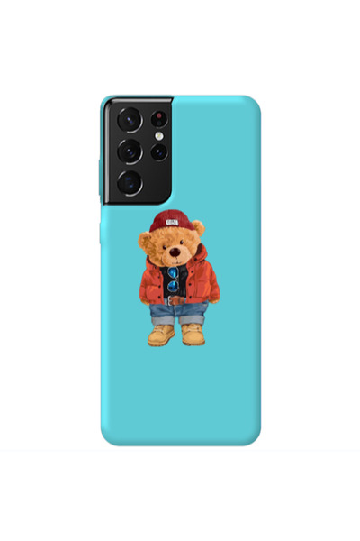 Other Samsung S21 Ultra Bear in a hat Turquoise Colored Silicone TPU Θήκη