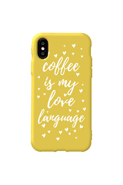 Other Apple iPhone Xs Max Coffe is my love language Yellow Colored Silicone T...