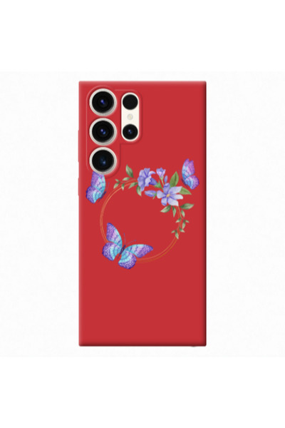 Other Samsung S23 Ultra Butterfly on the ring Red Colored Silicone TPU Θήκη