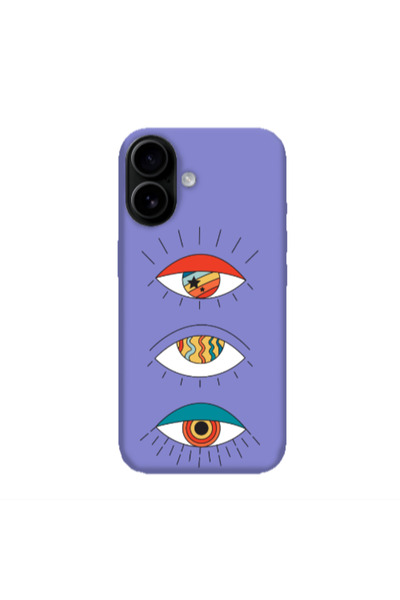 Other Apple Iphone 16 3 different eyes Purple Colored Silicone TPU Θήκη