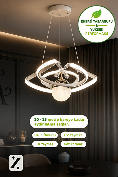 Zeda Teknoloji Light Helezon Tek Toplu Led Avize - LED Avize 3 renk yanar