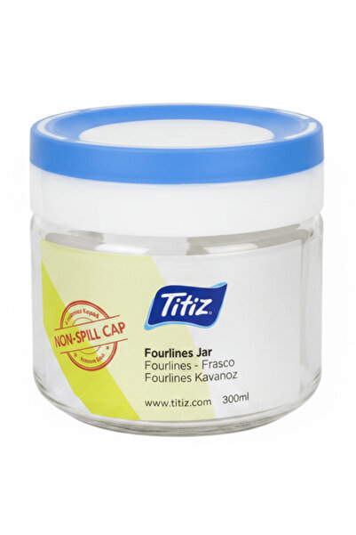 Titiz Fourlines Borosilicate Glass Storage Jar with Non-Spill Airtight Plasti...