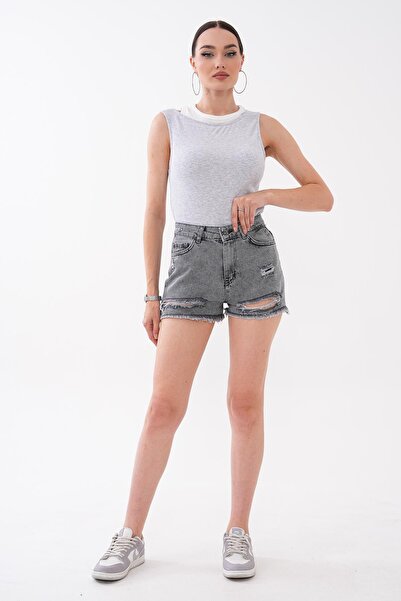 ŞİMAL Ženske poderane mini farmerke sa detaljima 260651