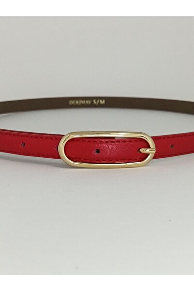DERİMAY Elegantly Designed 1.5cm Thin Gold Buckle Curved Body Belt for Women,...