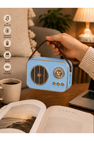 kawigo M4 Retro Bluetooth Hoparlör 5W Kablosuz Taşınabilir Hoparlör Type-C Şarjlı TF Kart Destekli Nostaljik Radyo Tasarım Ev, Ofis, Kamp İçin Mini Bluetooth Hoparlör