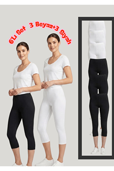NACAR STORE Women's Set of 6 Elastane Lycra Combed Cotton Below Knee Capri Le...