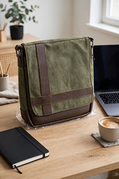 Tomato Bags Canvas Look Faux Leather Messenger Bag - 14 Inch Laptop, Shoulder...