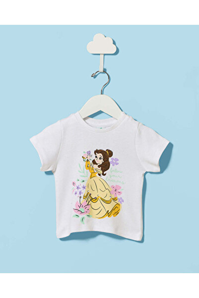 REDTAG Infant Girls White Belle Princess T-Shirt