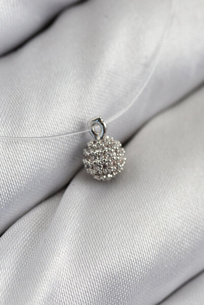 ARMÜZ Misineli Topcuk Model Silver Color Ghost Necklace