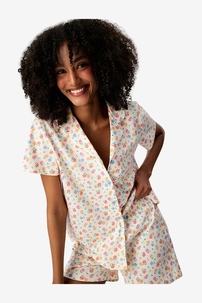 Penti Women Floral Whisper Short Sleeve Shirt Shorts Multicolour Set