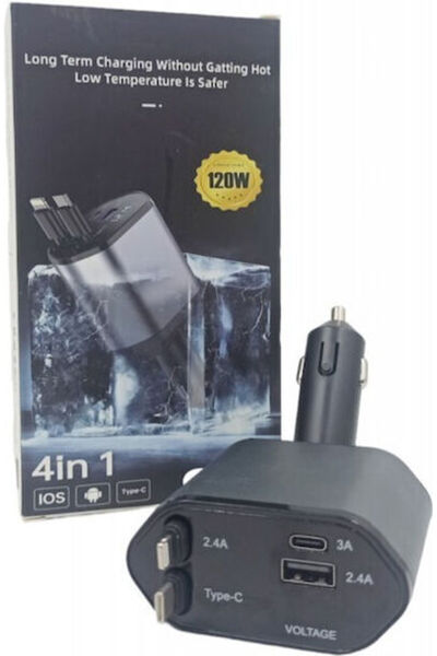 Other Φορτιστής Αυτοκινήτου 120W 2.4A με Θύρες: 1xUSB 1xType-C με Καλώδιο Typ...