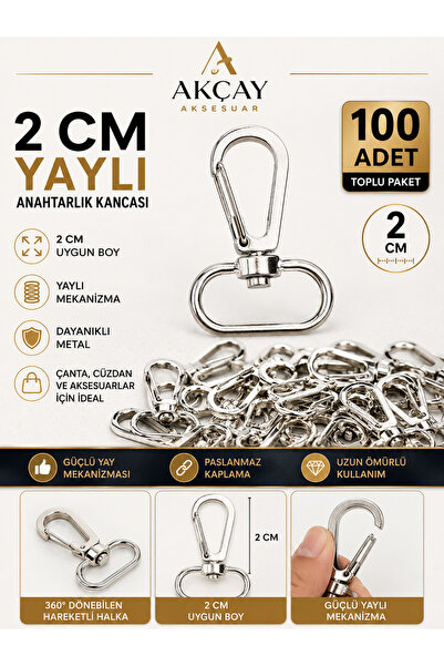 Akçay Aksesuar Silver Macrame Keychain Attachment 100 Pieces Wire Hook Clips ...