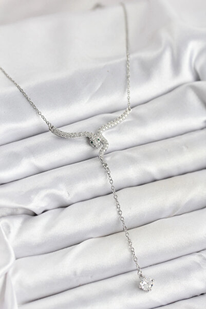 ARMÜZ 316L Steel Chain Silver Color Snake Model Y Necklace