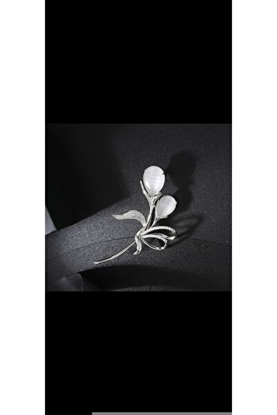 asc.home Lale model gümüş renk broş 5.5 cm yukseklik