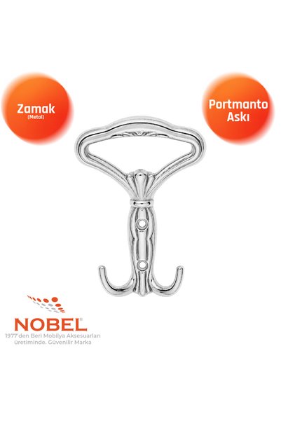Nobel Klasik Portmanto Askısı, Metal Vestiyer Askısı, 40 Gr, Dolap ve Duvar A...