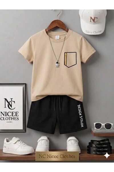NC Nicee Clothes Summer Children's T-Shirt Shorts Unisex (Small Pocket Printe...