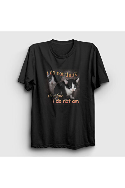 ZOKAWEAR Unisex Black I Do Not Think Therefore I Do Not Exist Cat T-Shirt 4586Zw